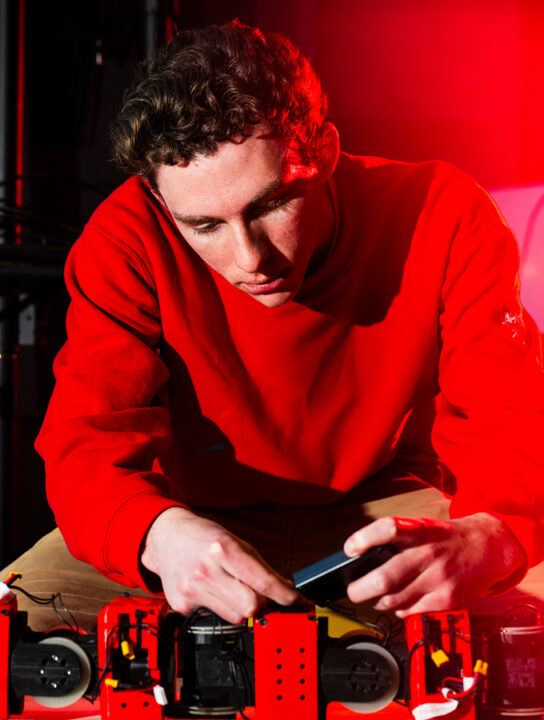 Northeastern student engaged in hands-on learning from day one of their academic journey